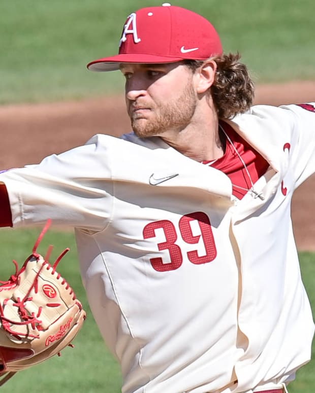 Arkansas Razorbacks Hunter Hollan started Sunday's game against Wright State.